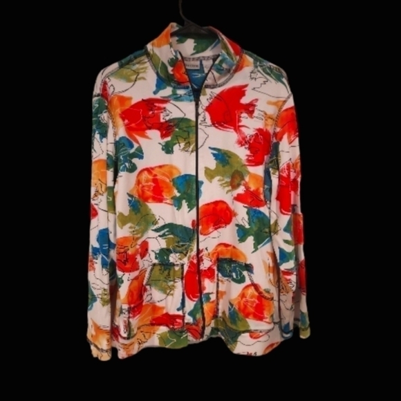 Chico's colorful tropical fish print Business Casual Jacket sx 2 M - Picture 1 of 8